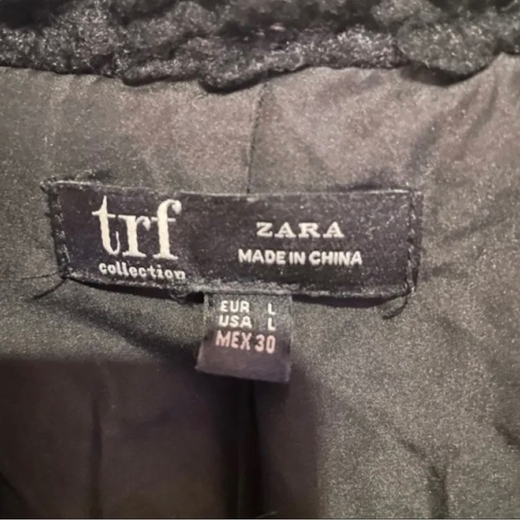 ZARA -Black Bomber Teddy Jacke - Picture 6 of 6